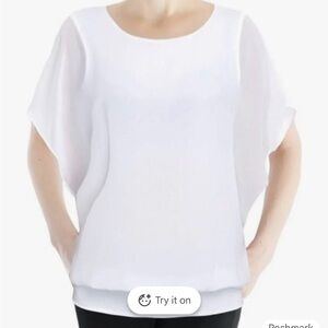 Women's White Short Dolman Sleeve Blouse